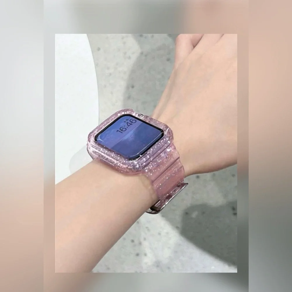 Smartwatch with Pink Glitter Band. Fits Apple Watch 38/40/41